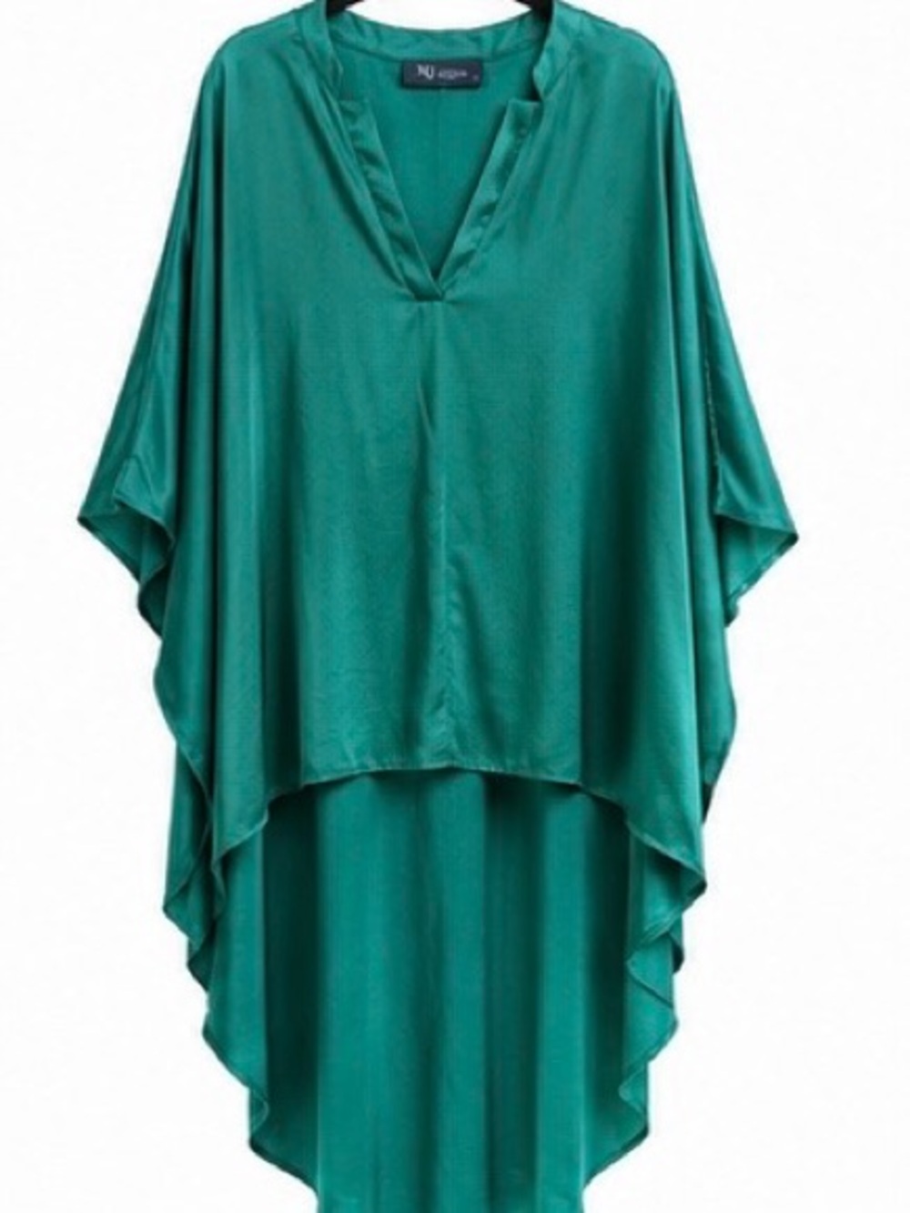 NY Collection Teal High-Low Satin Tunic